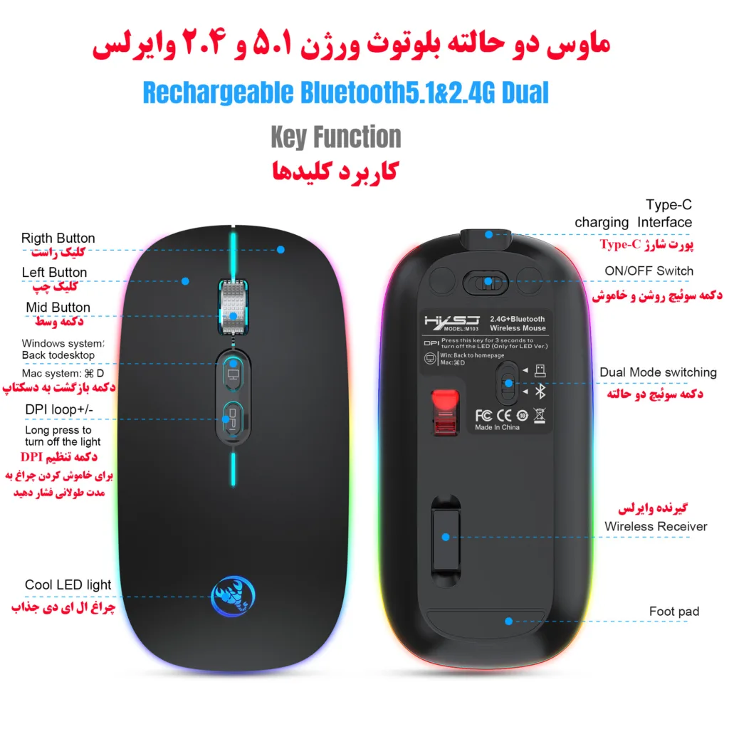 ماوس بی سیم اچ اکس اس جی مدل m103