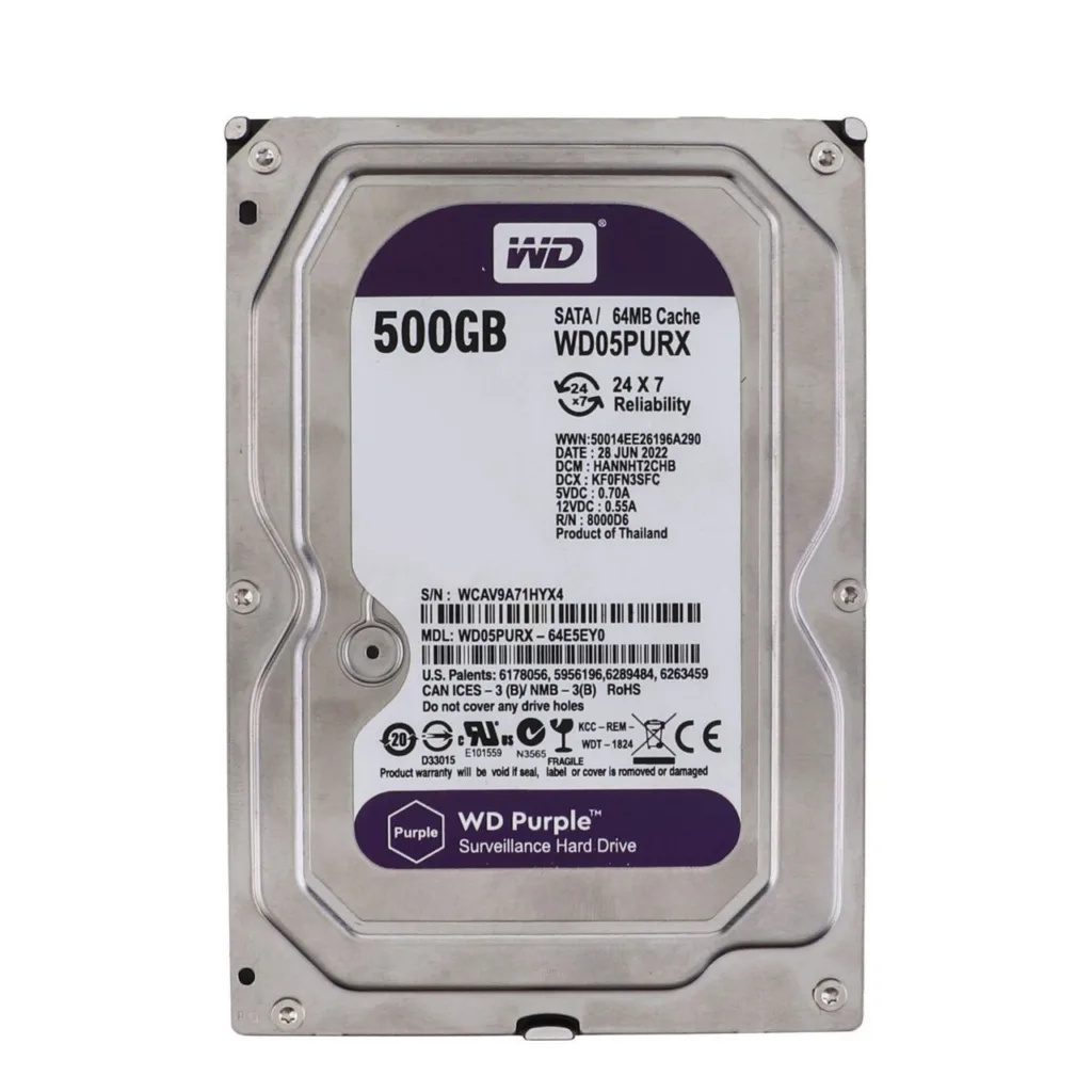 هارد دیسک اینترنال وسترن دیجیتال با رابط SATA مدل WD05PURZ ظرفیت 500 گیگابایت