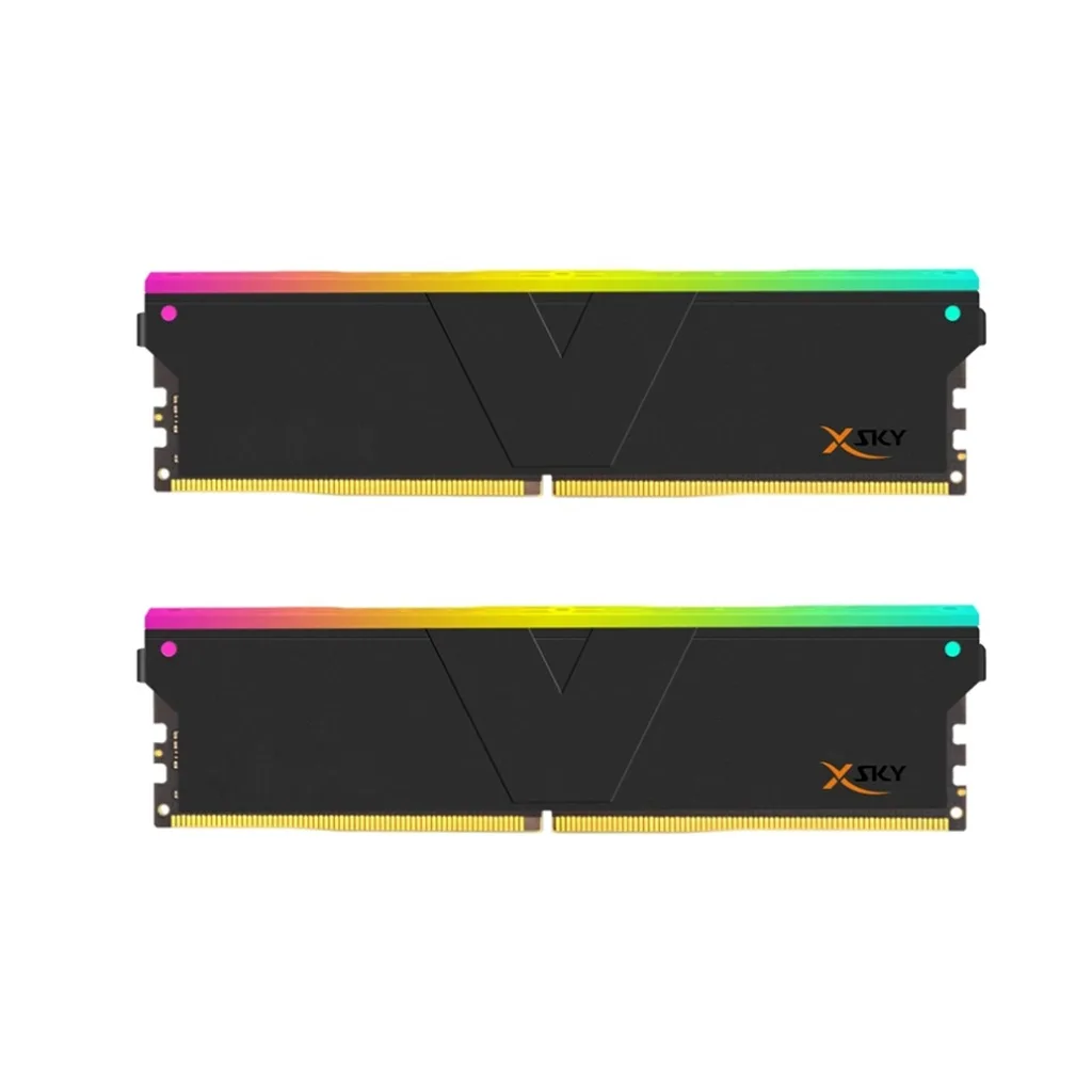 رم دسکتاپ DDR5 دو کاناله 6400 مگاهرتز CL32 وی کالر مدل Manta XSky RGB ظرفیت 32 گیگابایت