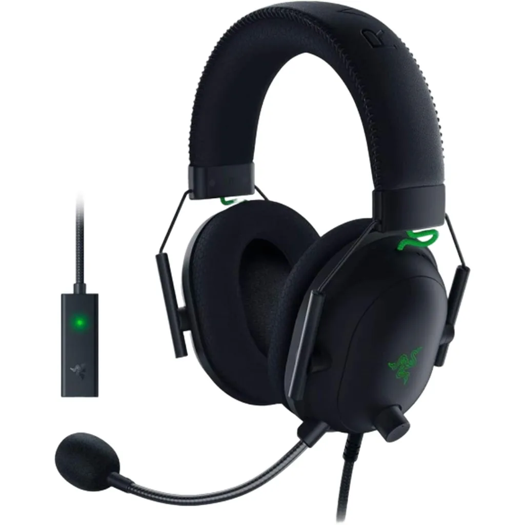 هدست مخصوص بازی ریزر مدل BlackShark V2 + USB Sound Card