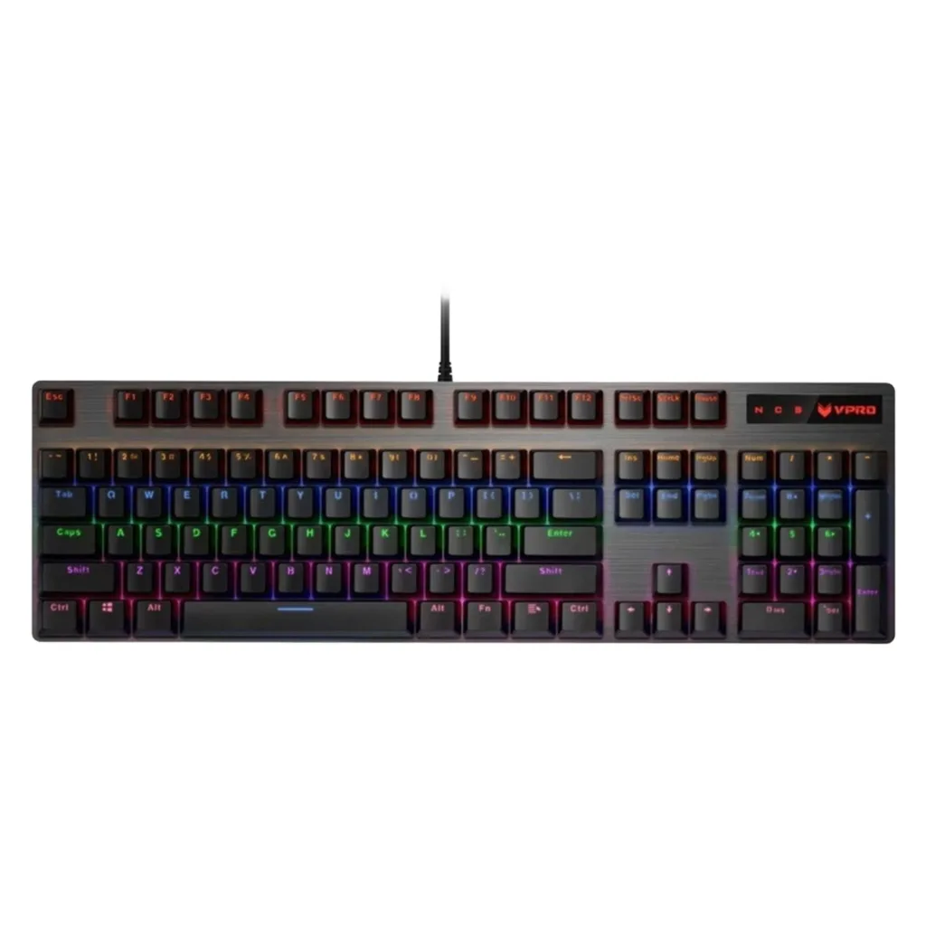 کیبورد مخصوص بازی مکانیکی رپو مدل V500PRO، مکانیکال سوییچ آبی، Full size، نورپردازی RGB