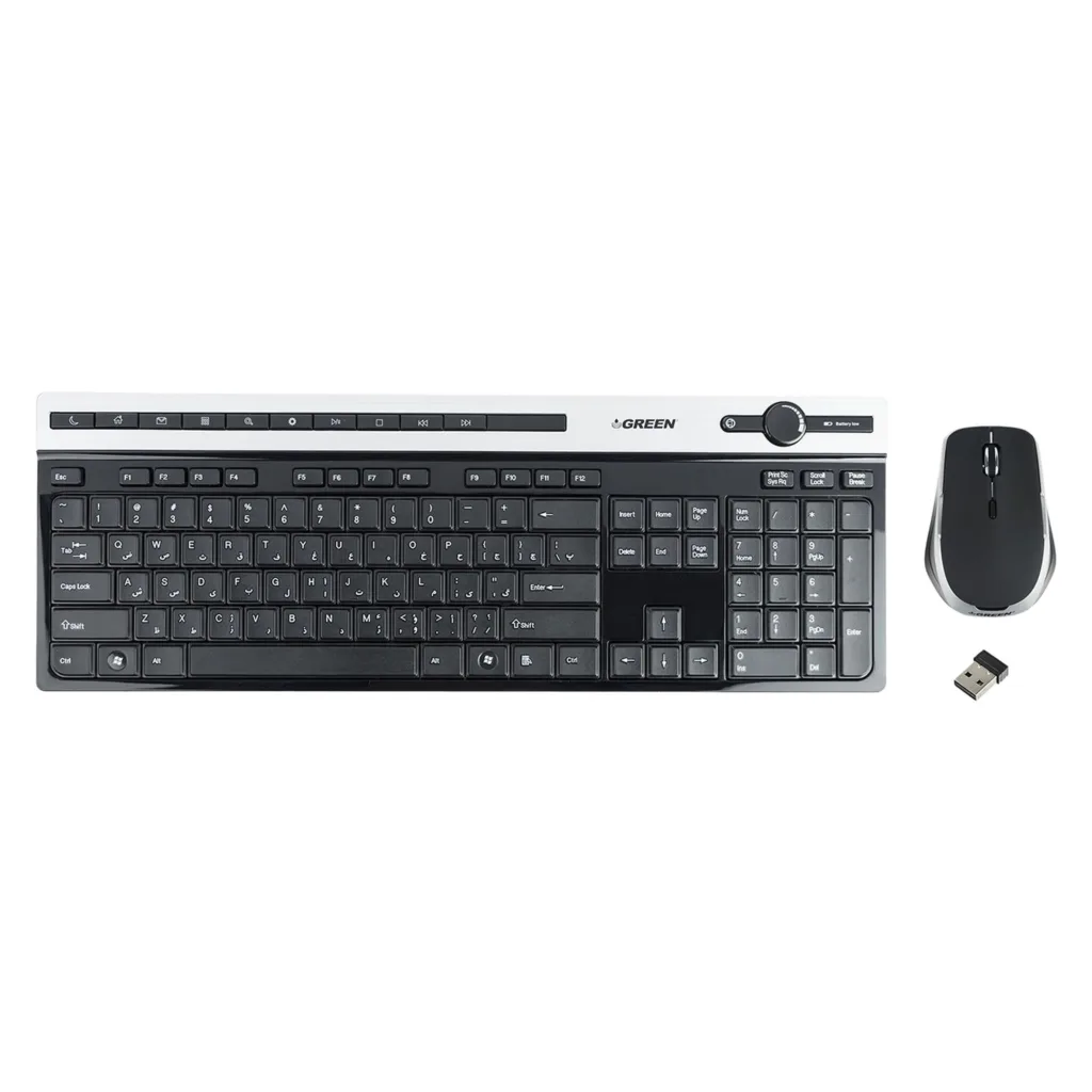 کیبورد و ماوس بی سیم گرین مدل GKM-505W، سوییچ ممبران، Full-Size
