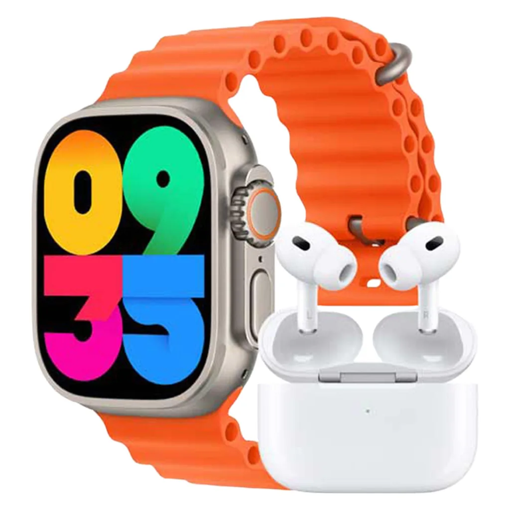 ساعت هوشمند ورنا مدل W49 Ultra with airpod pro دارای قابلیت های کنترل موسیقی (Music Player)، قابلیت مکالمه از طریق بلوتوث، پشتیبانی از زبان فارسی در منو و سیستم‌عامل بند سیلیکون