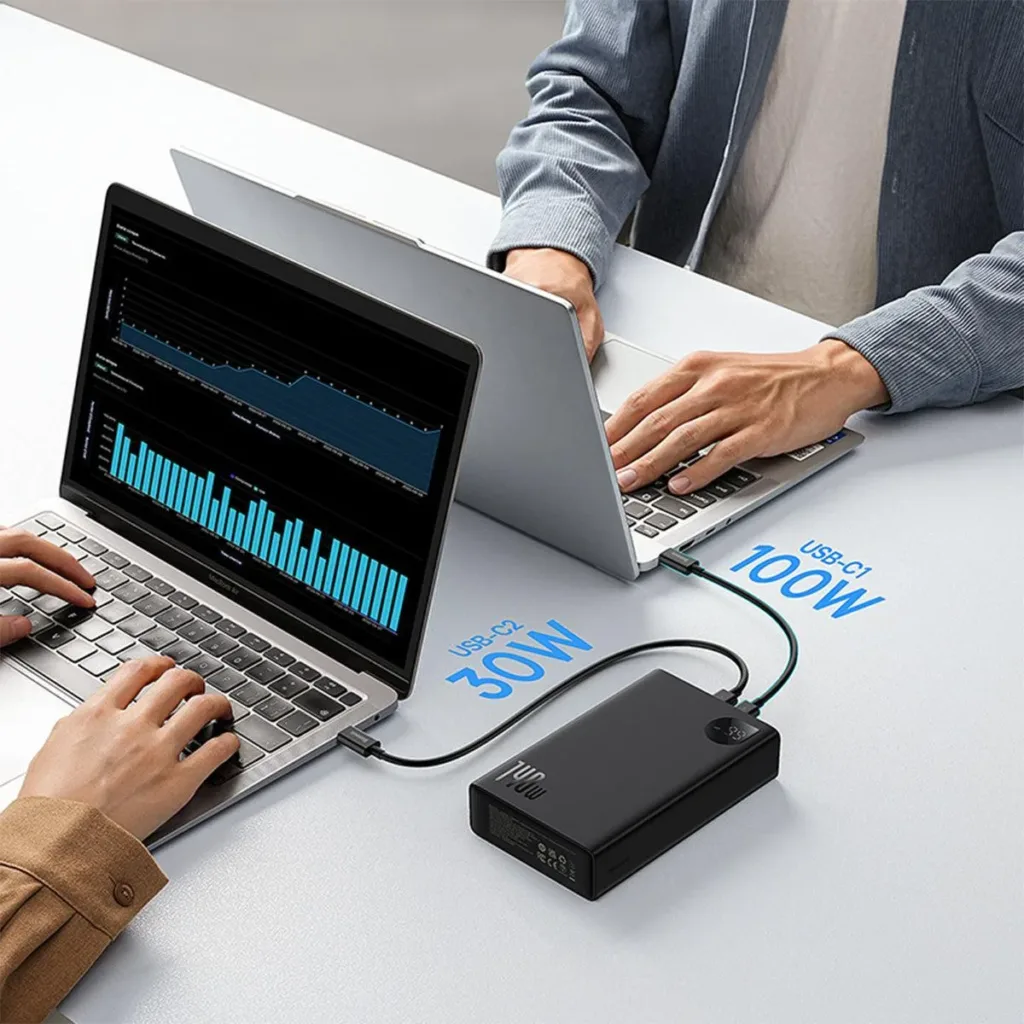 پاوربانک بیسوس مدل Adaman PD 140W Fast Charging ظرفیت 24000 میلی آمپر ساعت