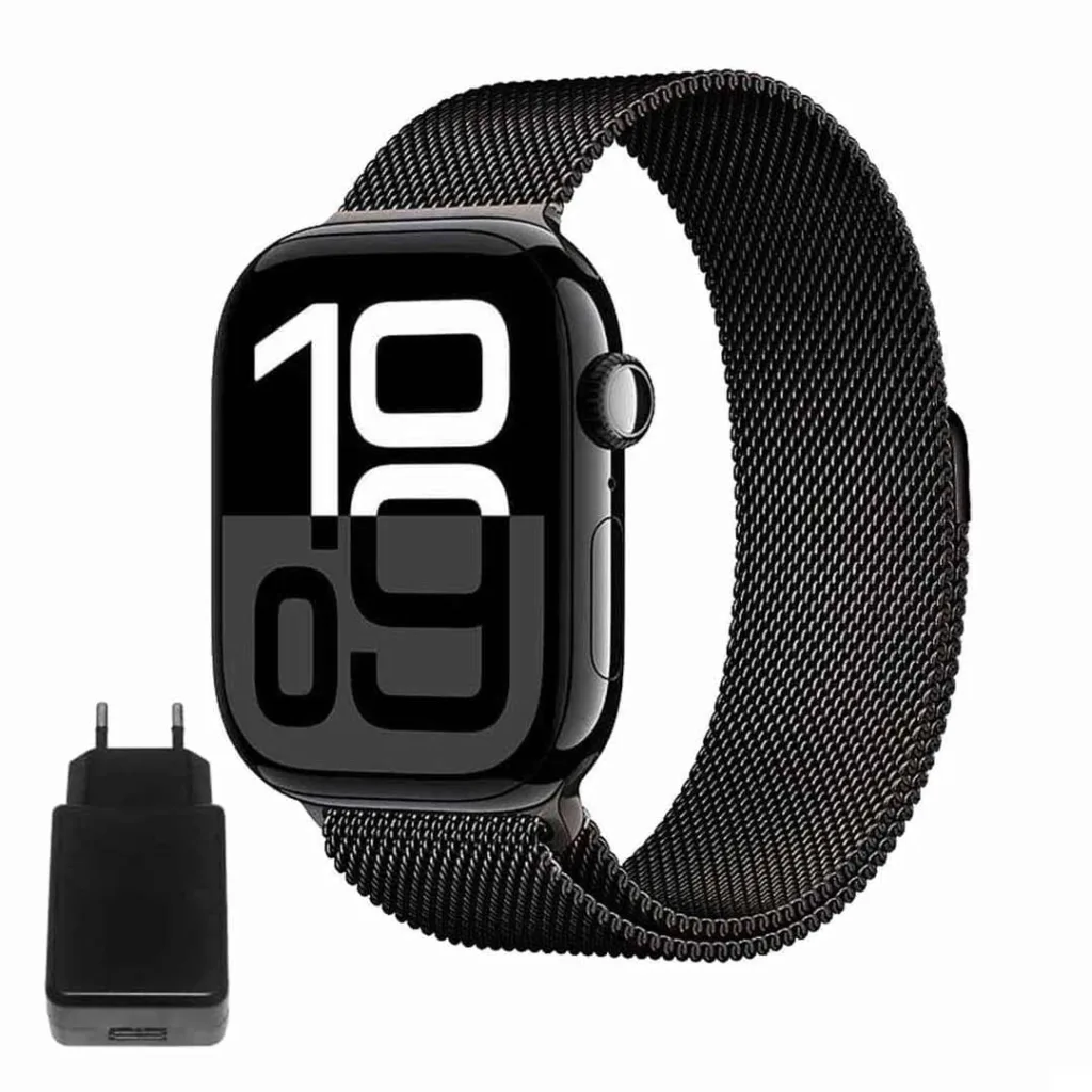 ساعت هوشمند 46 میلی متری ورنا مدل T46 Pro max با بند فلزی به همراه 2 بند اضافه و شارژر