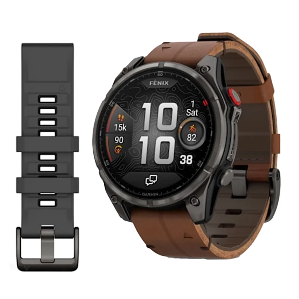 ساعت هوشمند 47 میلی‌متری گارمین مدل Fenix 8 Pro با بند چرمی به همراه بند سیلیکونی