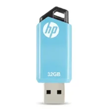 فلش مموری اچ‌ پی مدل V150w با ظرفیت 32 گیگابایت، رابط USB 2.0 و سرعت خواندن 14 مگابایت بر ثانیه، با طراحی بدون درپوش و حلقه اتصال جاکلیدی