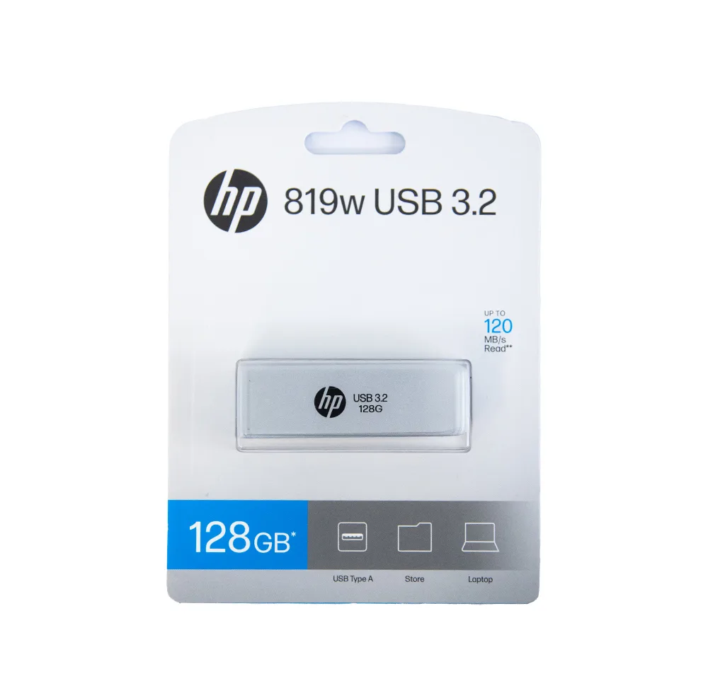 فلش مموری اچ پی مدل 819W ظرفیت 128 گیگابایت با رابط USB سهنقطهدو Gen1 Type-A و بدنه فلزی