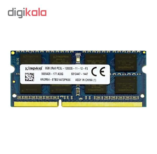 رم لپ‌تاپ کینگستون DDR3، ظرفیت 8 گیگابایت مدل PC3L 12800S فرکانس 1600 مگاهرتز تک ماژول