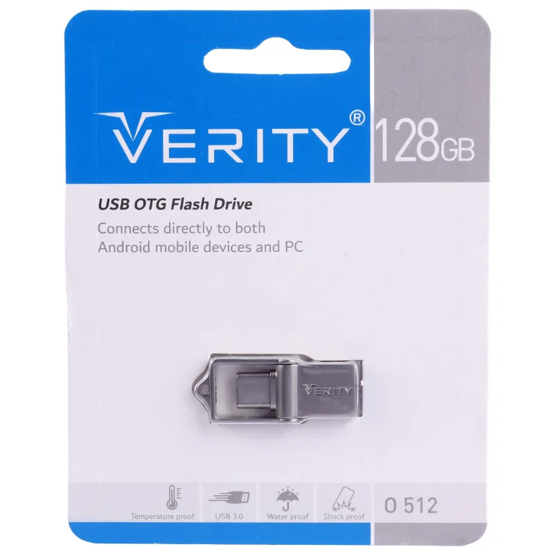 فلش مموری 128 گیگابایت وریتی مدل O512 با رابط USB 3، مقاوم در برابر آب، شوک و لرزش