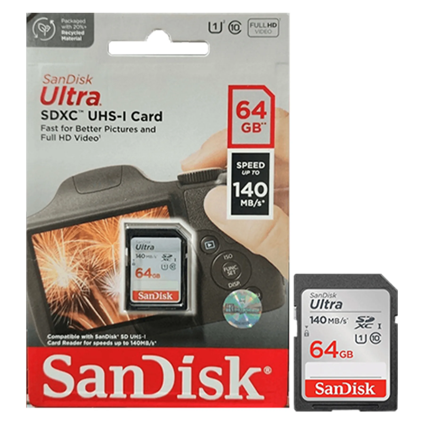 کارت حافظه SDXC سن دیسک مدل Ultra کلاس 10 استاندارد UHS-I U1 سرعت 140MBps ظرفیت 64 گیگابایت