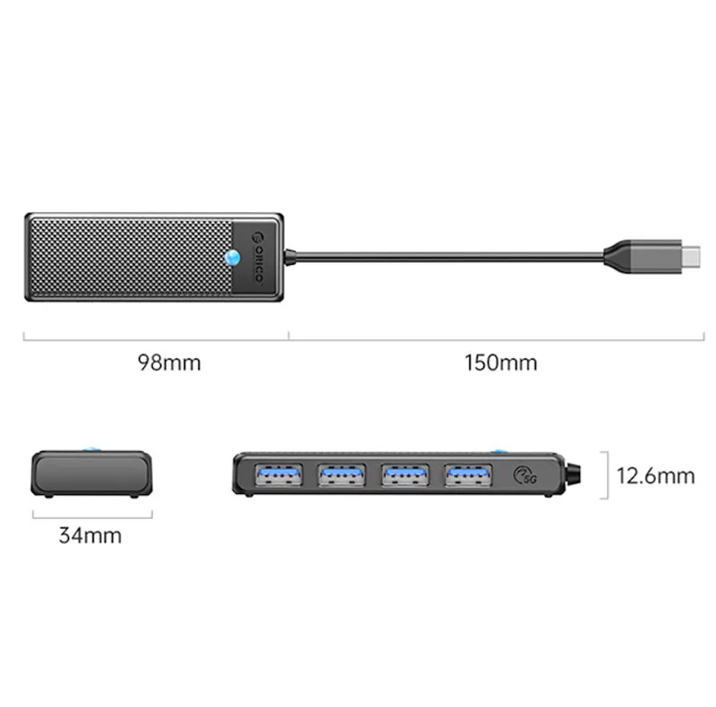 هاب 4 پورت USB-C اوریکو مدل PAPW4A-C3-015