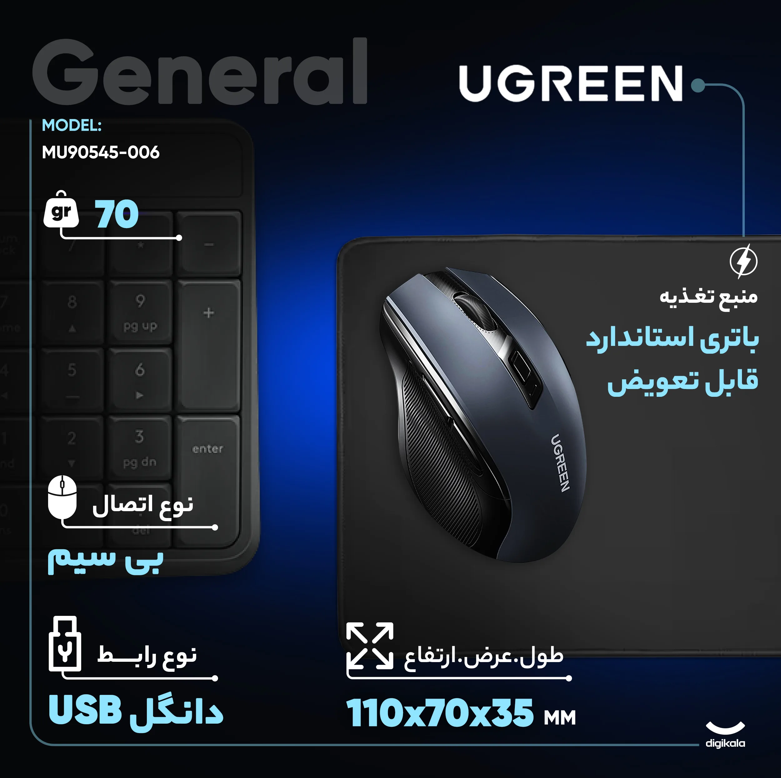 ماوس بی سیم یوگرین مدل MU006-90545