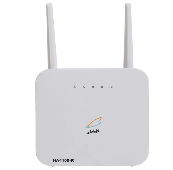 مودم روتر 4G سیم‌کارت‌خور همراه اول فول باند مدل HA4100، دوآنتنه، با سرعت انتقال تا 300MB بر ثانیه، پشتیبانی از SMS، اتصال بی‌سیم و باسیم، تا 30 کاربر و همراه با بسته 70 گیگ اینترنت یکساله