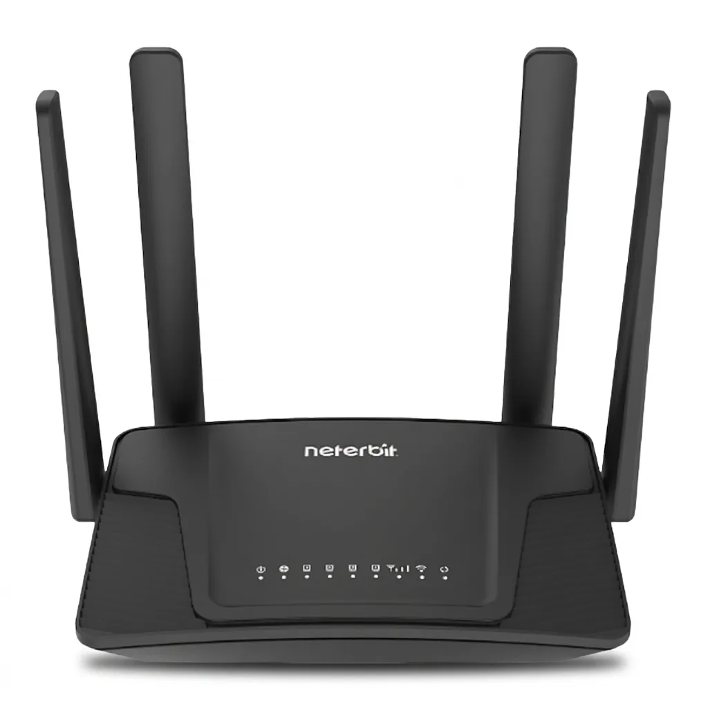 مودم روتر 4G خانگی نتربیت مدل NWR-M920v2 با پشتیبانی سیم‌کارت LTE/3G، استاندارد IEEE 802.11b/g/n، چهار آنتن 5 دسی‌بل، فایروال SPI و NAT، اتصال همزمان بیش از 10 کاربر