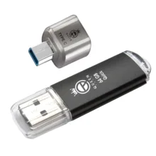 فلش مموری کوئین تک مدل QUICK C-PLUS ظرفیت 64 گیگابایت با رابط USB 2.0 و مبدل USB-C، سرعت انتقال 30 مگابایت بر ثانیه، طراحی درپوش‌دار، مناسب گوشی، تبلت، کامپیوتر و تلویزیون
