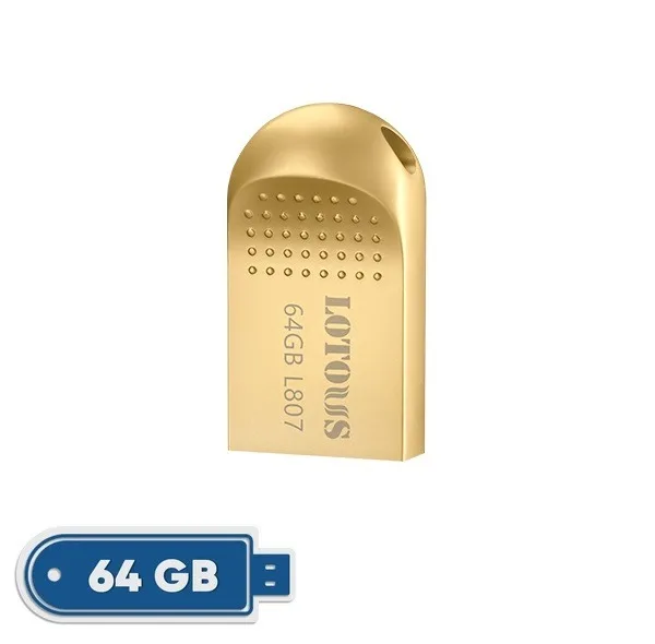 فلش مموری لوتوس مدل L807 ظرفیت 64 گیگابایت با رابط USB 2.0 Type-A، طراحی بندانگشتی و بدنه فلزی
