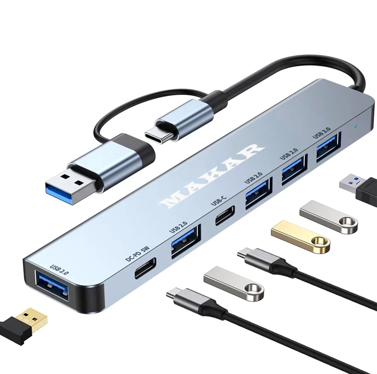 هاب 7 پورت USB 2.0 و USB 3.0 ماکار مدل 7in1 MK-HU243