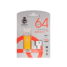 فلش مموری 64 گیگابایت کوئین تک مدل QUICK CPLUS با رابط USB 3.1 Gen1، بدنه فلزی درپوش‌دار، سرعت انتقال 15 مگابایت بر ثانیه و مبدل USB-C سازگار با موبایل، تبلت، کامپیوتر و تلویزیون
