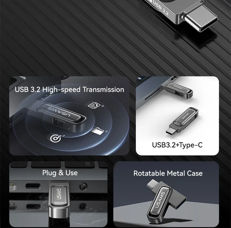 فلش مموری یوسمز مدل zb346 ظرفیت 32 گیگابایت با رابط USB Type-C