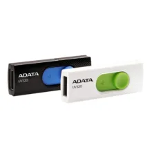 فلش مموری USB 3.2 ای‌دیتا مدل UV320 ظرفیت 64 گیگابایت با طراحی کشویی بدون درپوش و محل اتصال بند