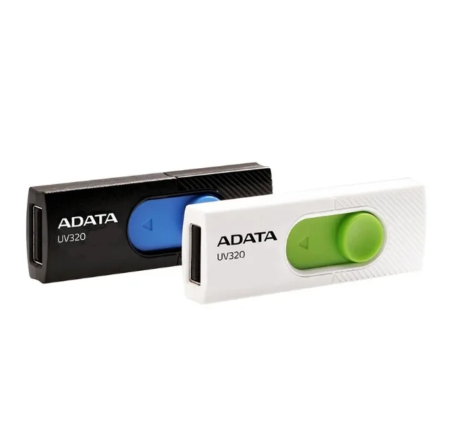 فلش مموری USB 3.2 ای‌دیتا مدل UV320 ظرفیت 64 گیگابایت با طراحی کشویی بدون درپوش و محل اتصال بند