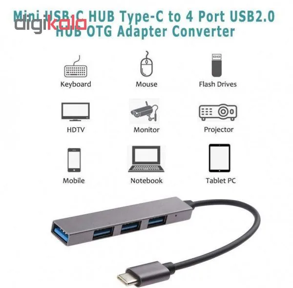 هاب 4 پورت USB-C مدل T809A