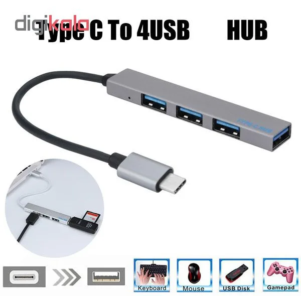 هاب 4 پورت USB-C مدل T809A