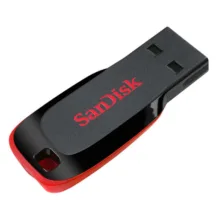 فلش مموری سن دیسک مدل Cruzer Blade CZ50 ظرفیت 32 گیگابایت با رابط USB 2.0، سرعت انتقال 480 مگابیت بر ثانیه، قابلیت رمزگذاری اطلاعات و بدنه مقاوم در برابر لک و اثر انگشت