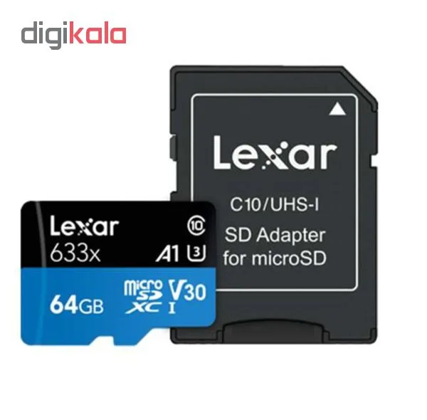 کارت حافظه‌ microSDXC لکسار مدل 633X کلاس 10 استاندارد UHS-I U3 سرعت ظرفیت 64 گیگابایت