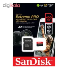 کارت حافظه microSDXC سن دیسک مدل Extreme PRO کلاس A2 استاندارد UHS-I U3 سرعت 170MBs ظرفیت 400 گیگابایت