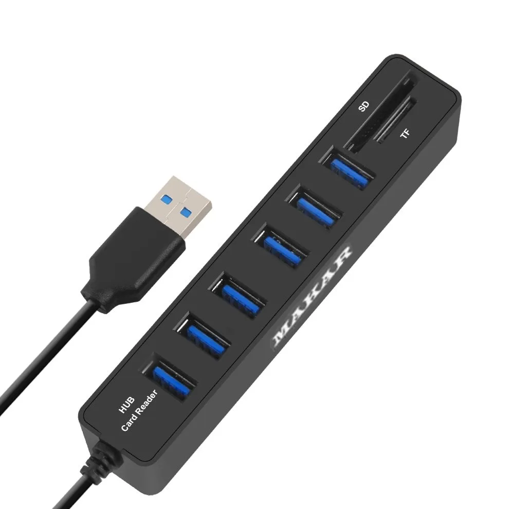 هاب USB 2.0 شش پورت ماکار مدل 2IN1CD6HUB