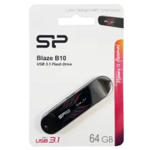 فلش مموری 64 گیگابایت سیلیکون پاور مدل Blaze B10 با رابط USB 3.1، نشانگر LED و خطوط بدنه حساس به دما