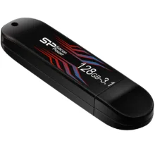 فلش مموری 128 گیگابایت سیلیکون پاور مدل Blaze B10 با رابط USB سه‌نقطه‌یک، سازگار با USB یک‌نقطه‌یک، USB دو‌نقطه‌صفر و USB سه‌نقطه‌صفر، دارای نشانگر LED و خطوط بدنه تغییررنگ‌دهنده در دمای بالاتر از 31 درجه سانتی‌گراد