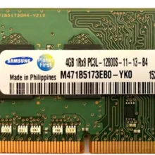 رم لپتاپ 4 گیگابایت DDR3L تک کاناله 1600 مگاهرتز سامسونگ مدل PC3L با تایمینگ CL11 و ولتاژ کاری 1.35 ولت