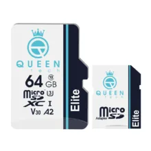 کارت حافظه Micro SD XC کوئین تک مدل A2-V30-433X کلاس 10 استاندارد UHS-l U3 سرعت 65MBps ظرفیت 64 گیگابایت به همراه آداپتور SD