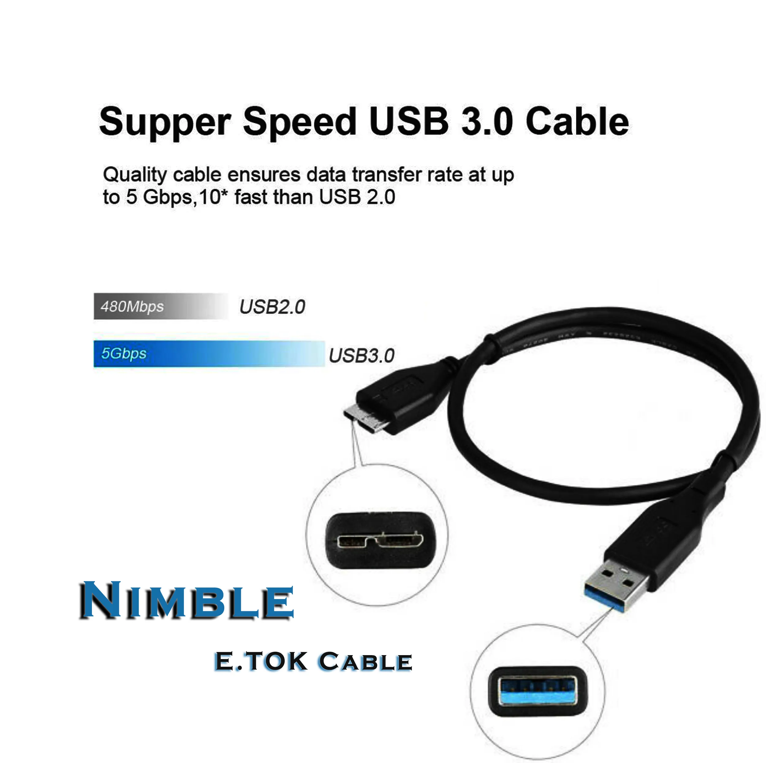 کابل هارد USB3.0 ایتوک مدل Nimble طول 0.3 متر