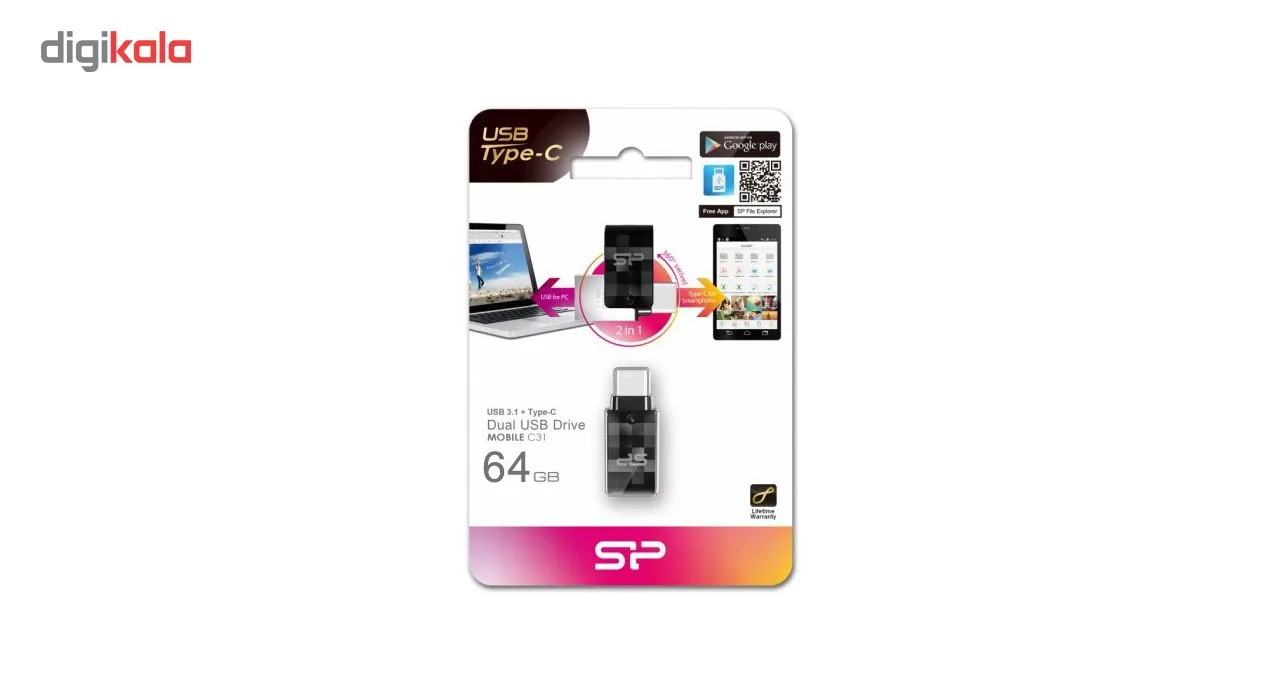 فلش مموری OTG سیلیکون پاور مدل Mobile C31 ظرفیت 64 گیگابایت