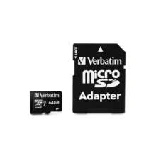 کارت حافظه Micro SDXC ورباتیم مدل Premium کلاس 10 UHS-I سرعت 90MB/S ظرفیت 64 گیگابایت به همراه آداپتور