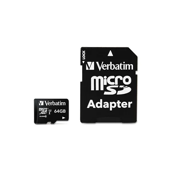 کارت حافظه Micro SDXC ورباتیم مدل Premium کلاس 10 UHS-I سرعت 90MB/S ظرفیت 64 گیگابایت به همراه آداپتور