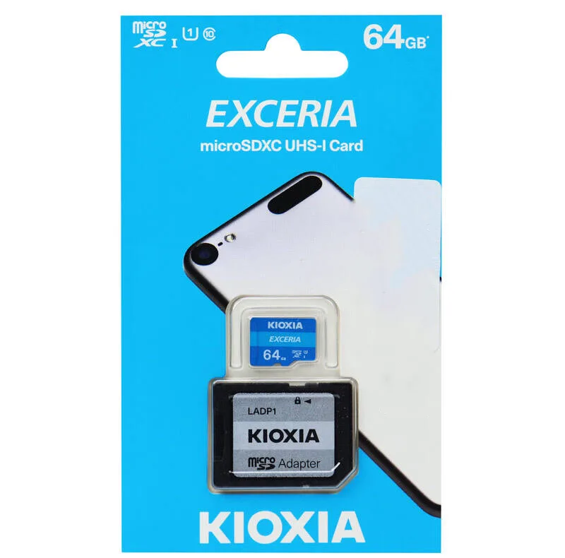 کارت حافظه‌ microSDHC کیوکسیا مدل Exceria کلاس 10 استاندارد UHS-I U1 سرعت 100MBps ظرفیت 64 گیگابایت به همراه آداپتور SD
