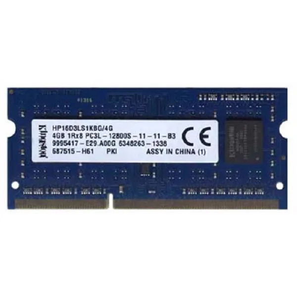رم لپ تاپ DDR3L تک کاناله 1600 مگاهرتز CL11 کینگستون مدل HP-16D3LS1KFG-PC3L 12800S ظرفیت 4 گیگابایت