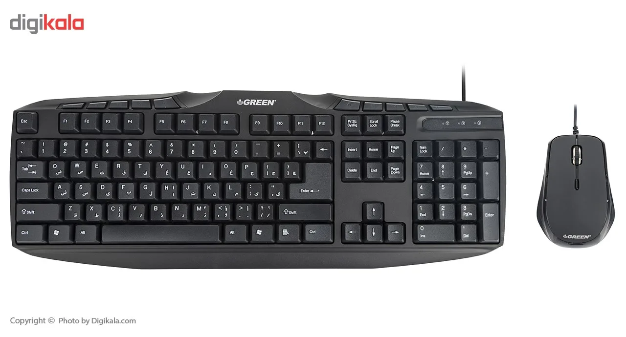 کیبورد و ماوس گرین مدل GKM-305، سوئیچ ممبران، Full-size