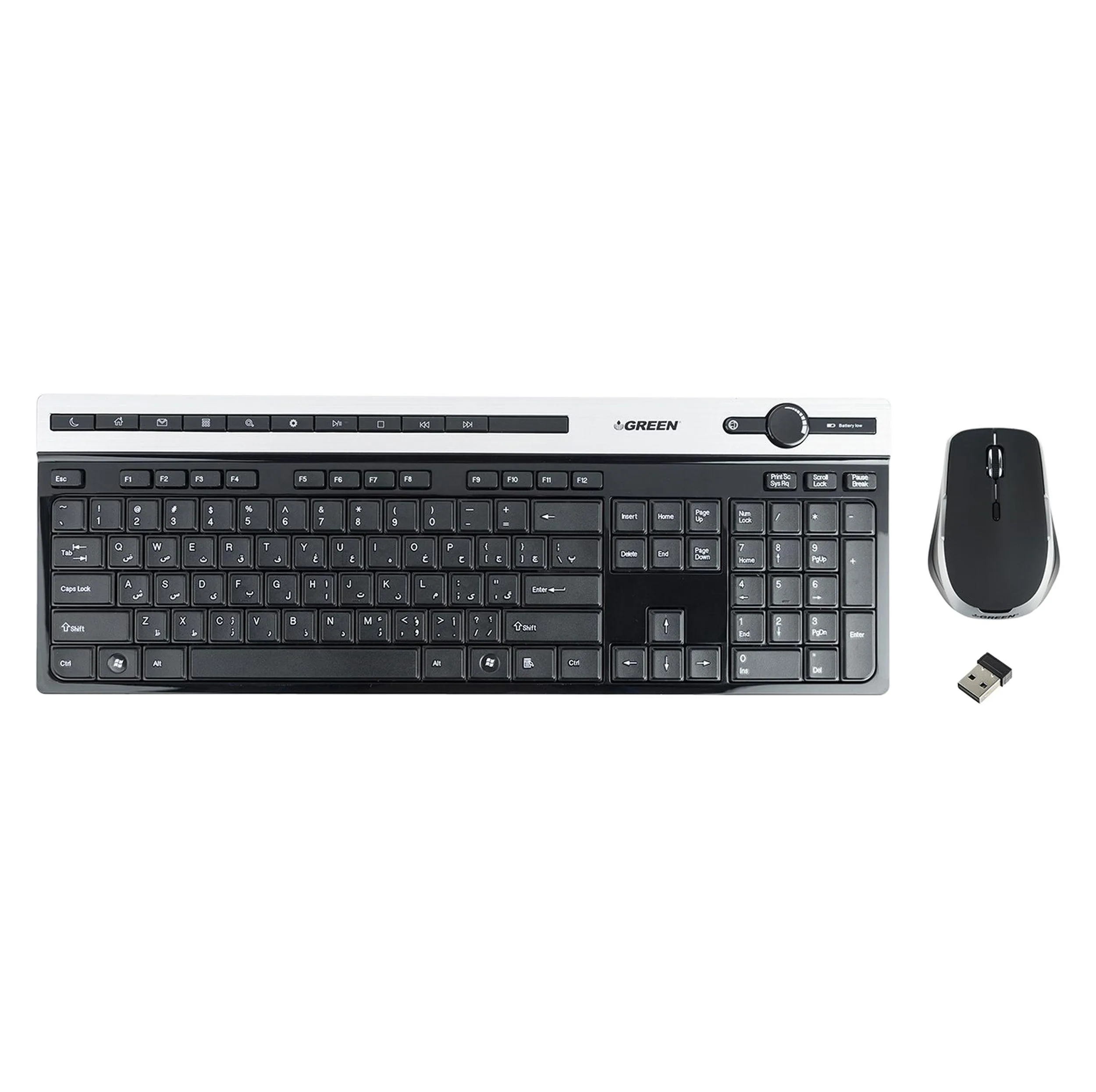کیبورد و ماوس بی سیم گرین مدل GKM-505W، سوییچ ممبران، Full-Size