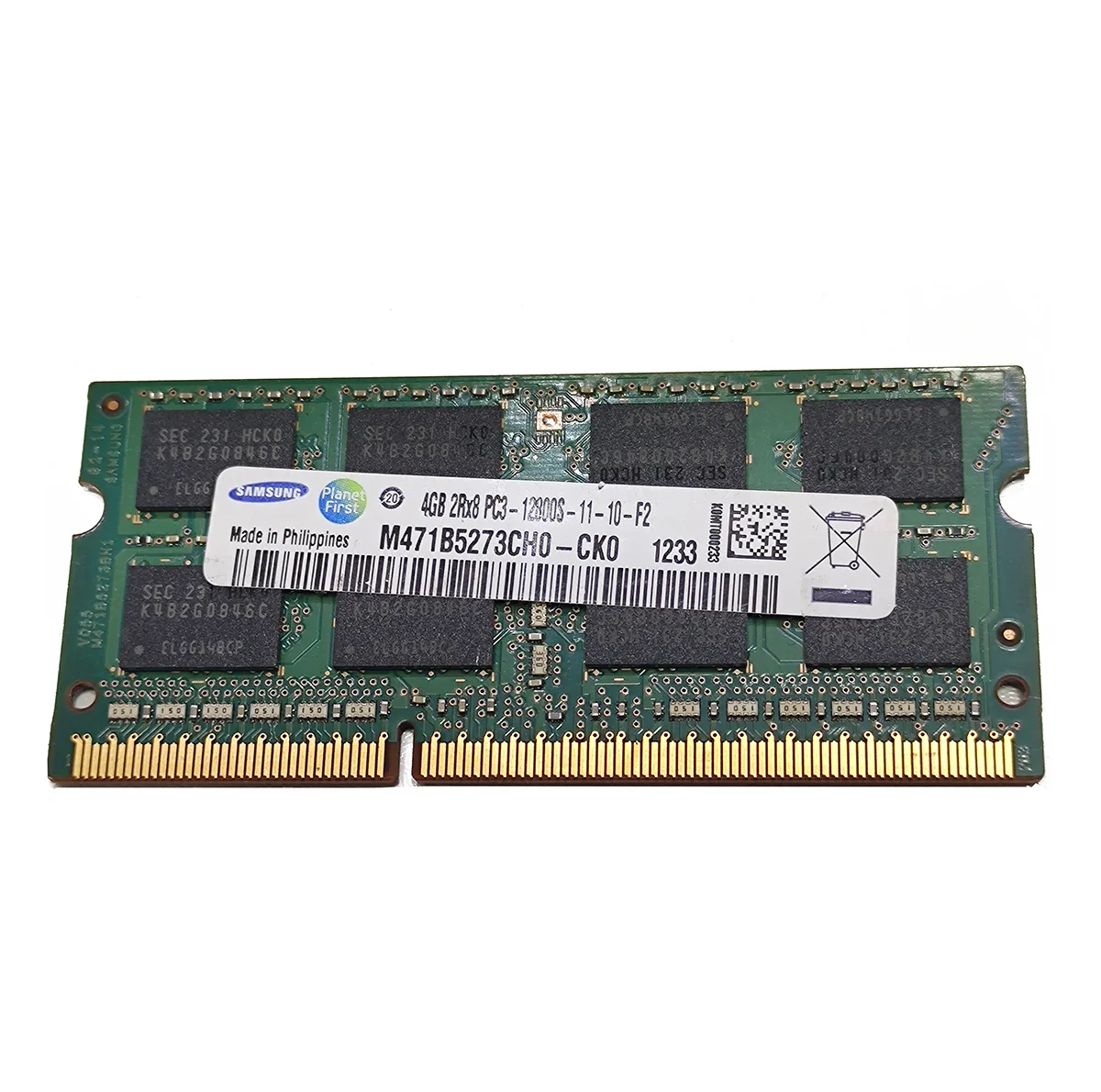 رم لپ‌تاپ DDR3 تک کاناله سامسونگ مدل PC3-12800s ظرفیت 4 گیگابایت تایمینگ CL11 ولتاژ 1.5 ولت SO-DIMM