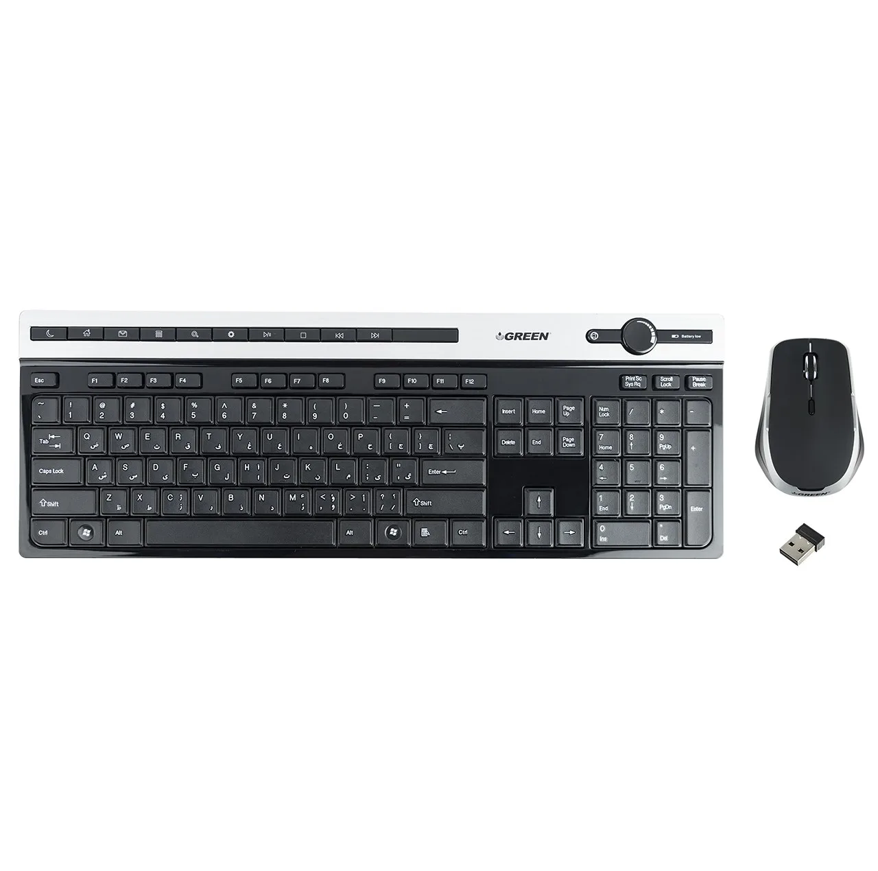 کیبورد و ماوس بی سیم گرین مدل GKM-505W، سوییچ ممبران، Full-Size