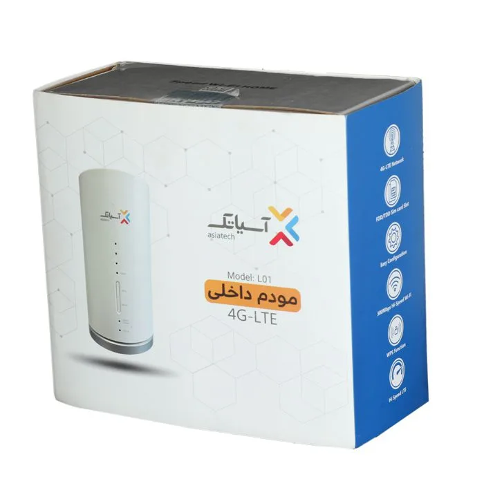 مودم 4G LTE آسیاتک مدل L 01 با تجمیع فرکانسی، وای‌فای دو بانده IEEE 802.11ac/n، پشتیبانی همزمان از 42 کاربر، پورت گیگابیت LAN و چیپست MIMO 4×4