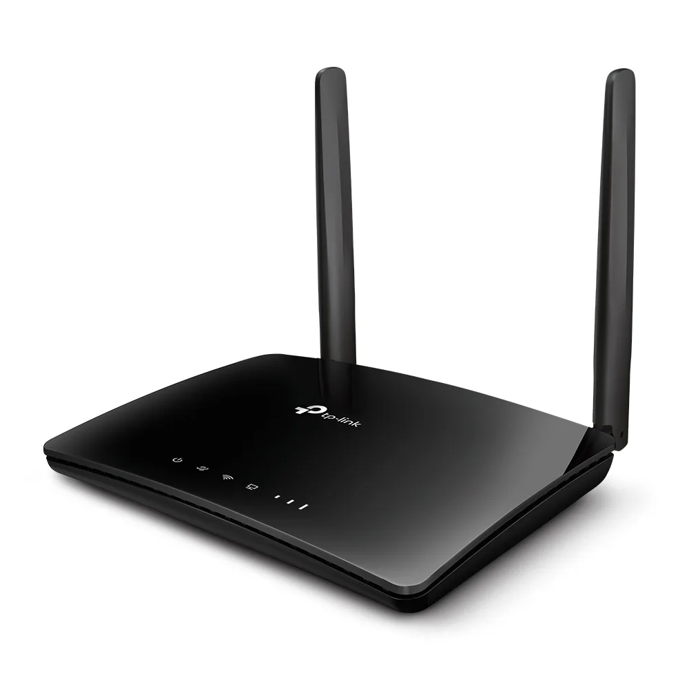 مودم روتر بی‌سیم 4G LTE تی‌پی‌لینک مدل TL-MR6400 با دو آنتن خارجی، شبکه Wi-Fi 2.4 گیگاهرتز، پشتیبانی از 32 کاربر، چهار پورت LAN 10/100 مگابیت و فایروال پیشرفته