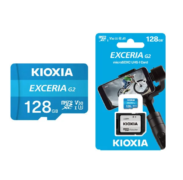 کارت حافظه microSDHC کیوکسیا مدل EXCERIA کلاس 10 استاندارد UHS-I U3 سرعت 100MBps ظرفیت 128 گیگابایت به همراه آداپتور SD