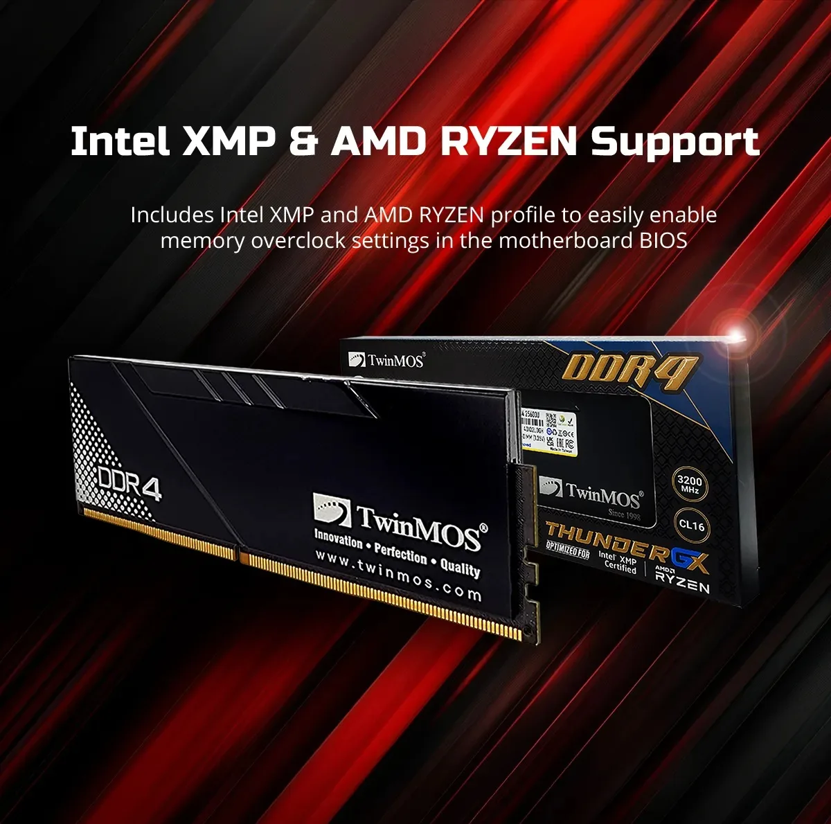رم کامپیوتر DDR4 تک کاناله 8 گیگابایت تویین موس مدل THUNDERGX فرکانس 3200 مگاهرتز تایمینگ CL16 نوع U-DIMM مناسب دسکتاپ